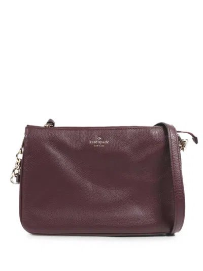 Pre-owned Kate Spade Grained Leather Shoulder Bag In Red