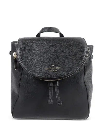 Pre-owned Kate Spade Grainy Leather Backpack In Black