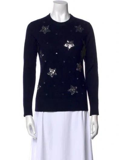 Pre-owned Kate Spade Graphic Print Crew Neck Sweater In Black
