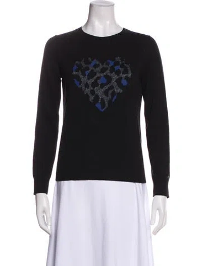 Pre-owned Kate Spade Graphic Print Crew Neck Sweater In Black