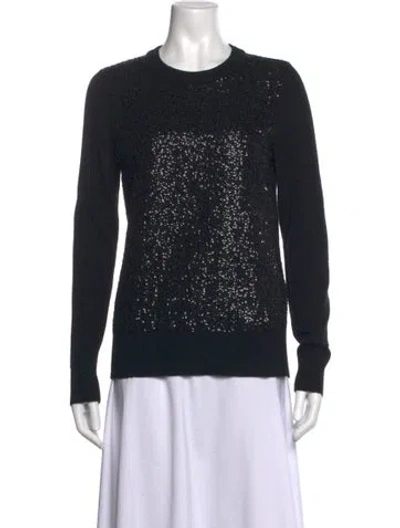 Pre-owned Kate Spade Graphic Print Crew Neck Sweater In Black
