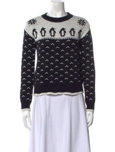 Pre-owned Kate Spade Graphic Print Crew Neck Sweater In Black