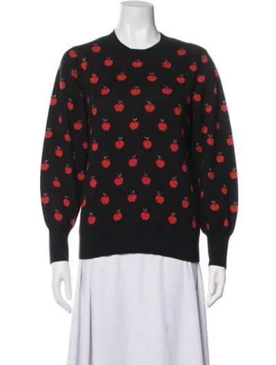 Pre-owned Kate Spade Graphic Print Crew Neck Sweater In Blue