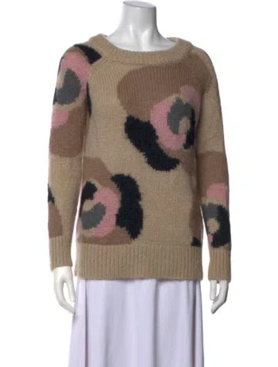 Pre-owned Kate Spade Graphic Print Crew Neck Sweater In Brown
