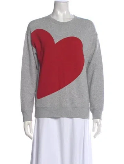 Pre-owned Kate Spade Graphic Print Crew Neck Sweater In Gray