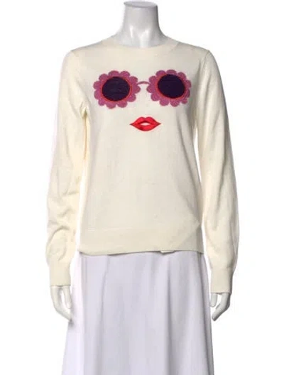 Pre-owned Kate Spade Graphic Print Crew Neck Sweater In Neutrals
