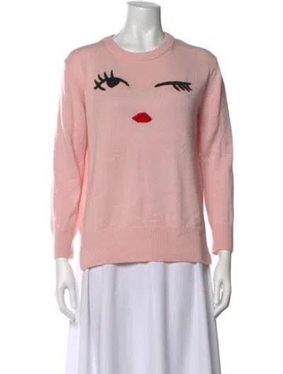 Pre-owned Kate Spade Graphic Print Crew Neck Sweater In Pink