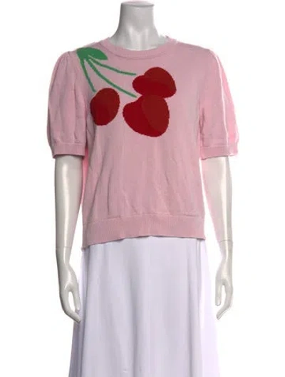 Pre-owned Kate Spade Graphic Print Crew Neck Sweater In Pink