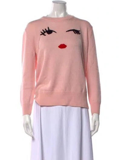 Pre-owned Kate Spade Graphic Print Crew Neck Sweater In Pink