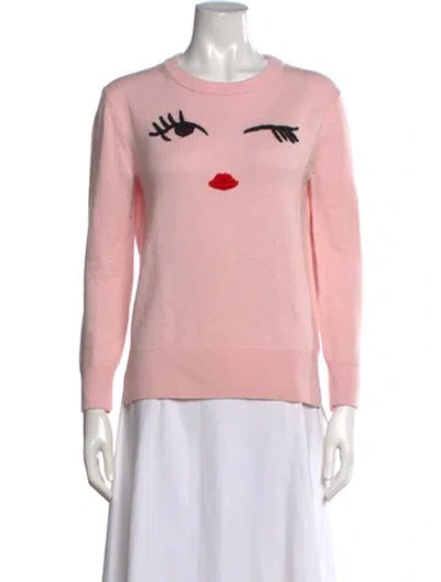 Pre-owned Kate Spade Graphic Print Crew Neck Sweater In Pink