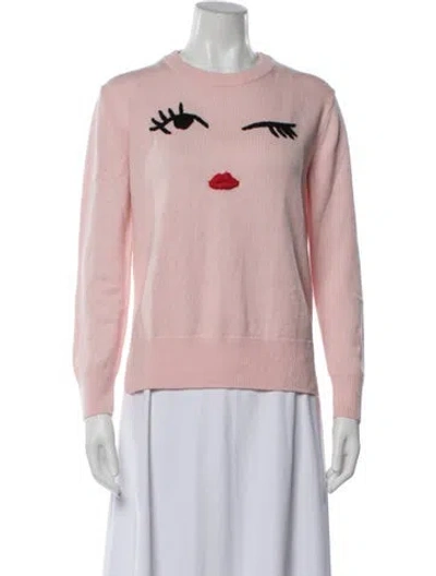 Pre-owned Kate Spade Graphic Print Crew Neck Sweater In Pink