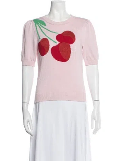 Pre-owned Kate Spade Graphic Print Crew Neck Sweater In Pink