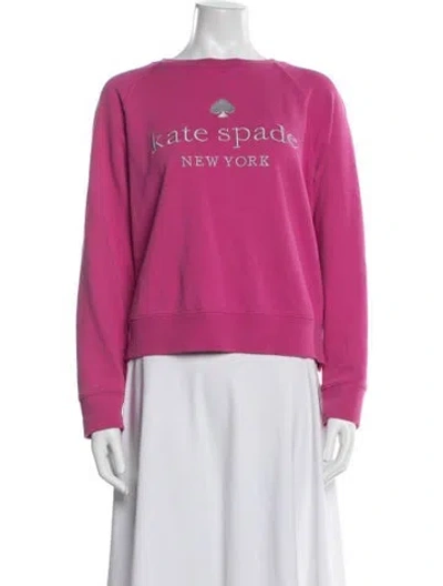 Pre-owned Kate Spade Graphic Print Crew Neck Sweater In Pink