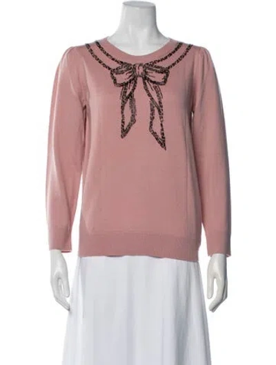 Pre-owned Kate Spade Graphic Print Crew Neck Sweater In Pink
