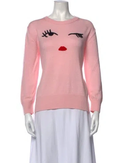 Pre-owned Kate Spade Graphic Print Crew Neck Sweater In Pink