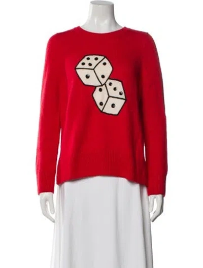 Pre-owned Kate Spade Graphic Print Crew Neck Sweater In Red