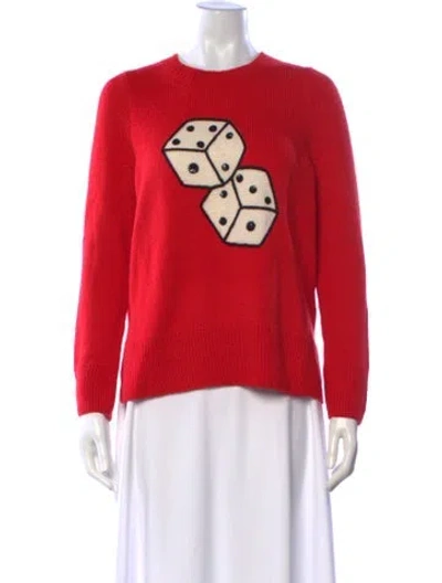 Pre-owned Kate Spade Graphic Print Crew Neck Sweater In Red