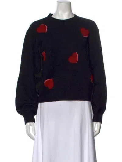 Pre-owned Kate Spade Graphic Print Crew Neck Sweater W/ Tags In Black