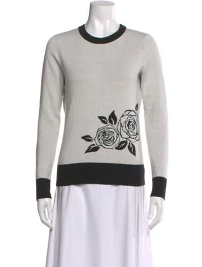 Pre-owned Kate Spade Graphic Print Crew Neck Sweater In White