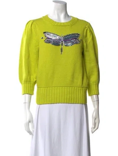 Pre-owned Kate Spade Graphic Print Crew Neck Sweater In Yellow