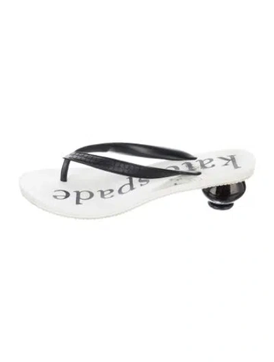 Pre-owned Kate Spade Graphic Print Flip Flops In White