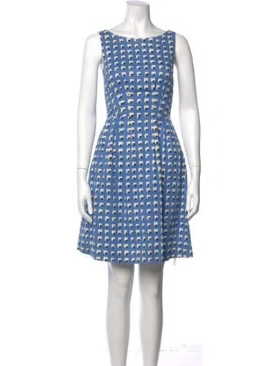 Pre-owned Kate Spade Graphic Print Knee-length Dress In Blue