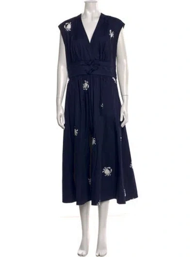 Pre-owned Kate Spade Graphic Print Long Dress In Blue