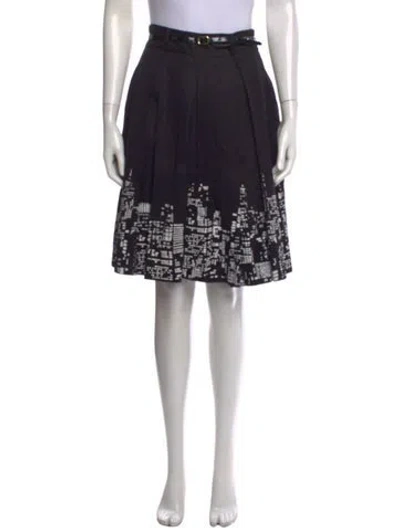 Pre-owned Kate Spade Graphic Print Midi Length Skirt In Black