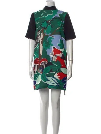 Pre-owned Kate Spade Graphic Print Mini Dress In Black