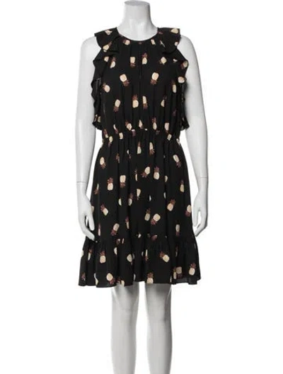 Pre-owned Kate Spade Graphic Print Mini Dress In Black/yellow