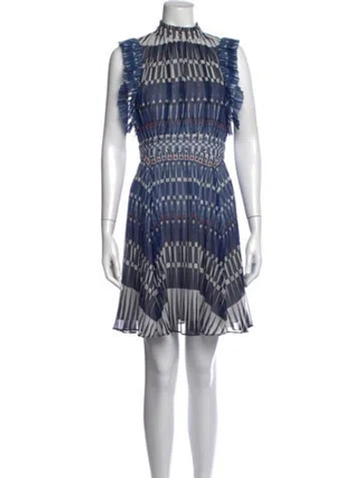 Pre-owned Kate Spade Graphic Print Mini Dress In Blue
