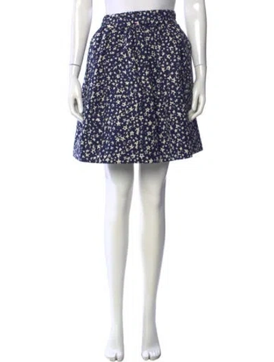 Pre-owned Kate Spade Graphic Print Mini Skirt In Blue