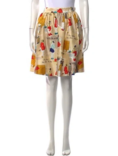 Pre-owned Kate Spade Graphic Print Mini Skirt In Neutrals
