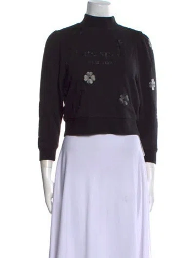 Pre-owned Kate Spade Graphic Print Mock Neck Sweater In Black