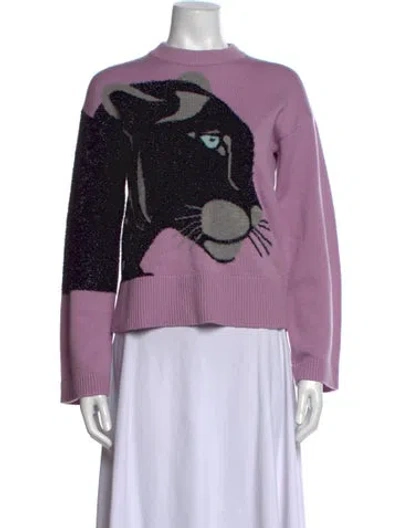 Pre-owned Kate Spade Graphic Print Mock Neck Sweater In Purple