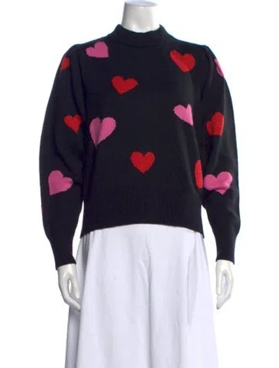 Pre-owned Kate Spade Graphic Print Mock Neck Sweater In Red