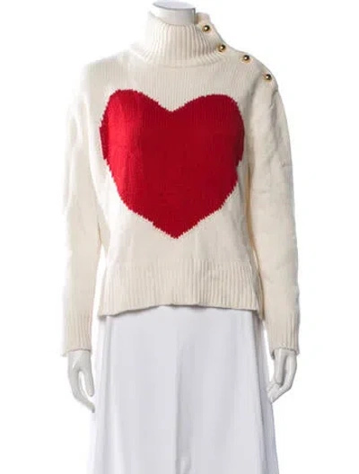 Pre-owned Kate Spade Graphic Print Turtleneck Sweater In Neutrals/red