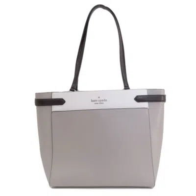 Pre-owned Kate Spade Gray White Pvc Tote Bag () In Gray, White
