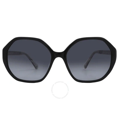 Kate Spade Grey Shaded Geometric Ladies Sunglasses Waverly/g/s 0807/9o 57 In Black