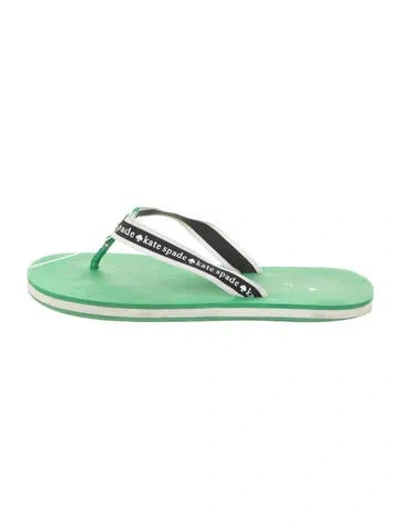 Pre-owned Kate Spade Grosgrain Trim Flip Flops In Green