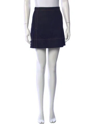 Pre-owned Kate Spade Grosgrain Trim Mini Skirt In Blue