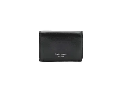 Kate Spade Halo Fine Grain Leather Card Case Trifold Wallet Wallet Handbags Black: One Size