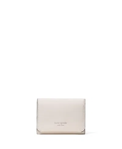 Kate Spade Halo Fine Grain Leather Trifold Wallet In White