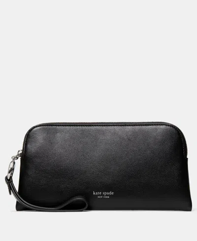 Kate Spade Halo Fine Grain Leather Wristlet In Black