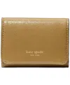 Kate Spade Halo Glazed Leather Card Case Trifold Wallet In Green