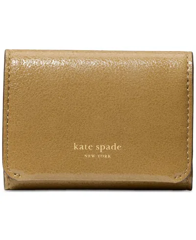 Kate Spade Halo Glazed Leather Trifold Wallet In Green