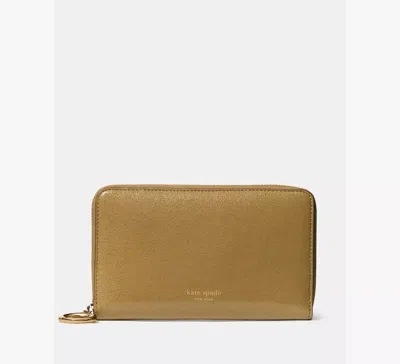 Kate Spade Halo Glazed Zip Around Wallet In Green