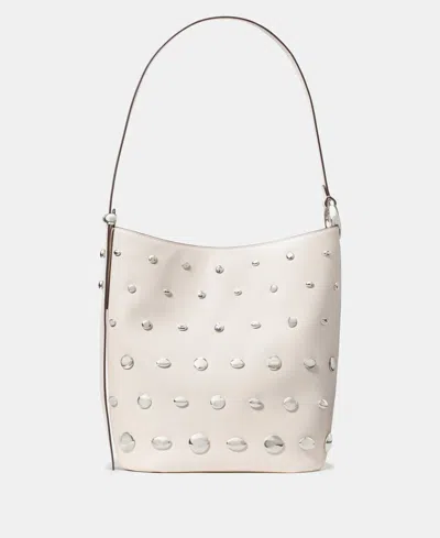 Kate Spade Halo Studded Fine Grain Leather Bucket Bag In White