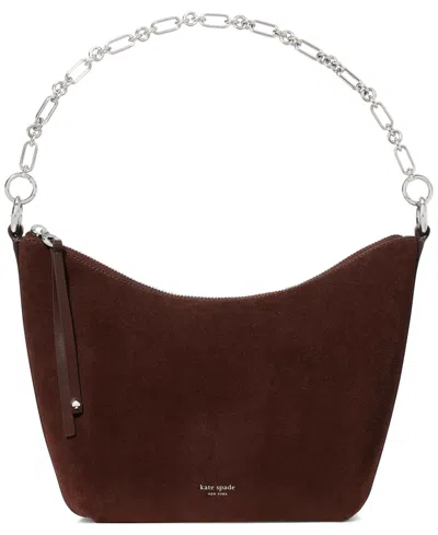 Kate Spade Halo Suede Small Chain Shoulder Handbag In Hot Fudge