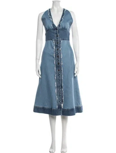 Pre-owned Kate Spade Halterneck Midi Length Dress In Blue